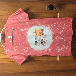Custom Made V Neck Women's T Shirt SZ L - "Whatever Spices Your Pumpkin" NWOT